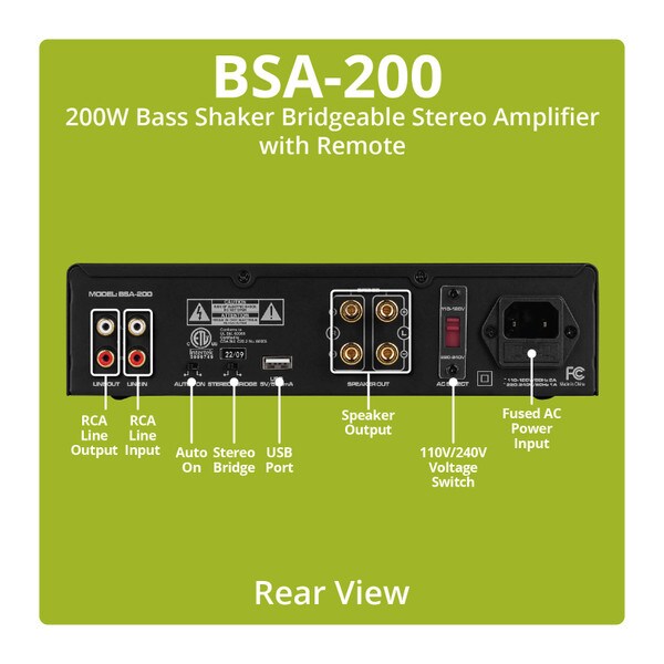 Main product image for Dayton Audio BSA-200 200W Bass Shaker Bridgeable Ste 300-785